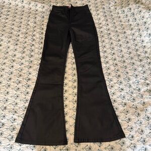 Edikted Black Leather High Waist Flare Pants